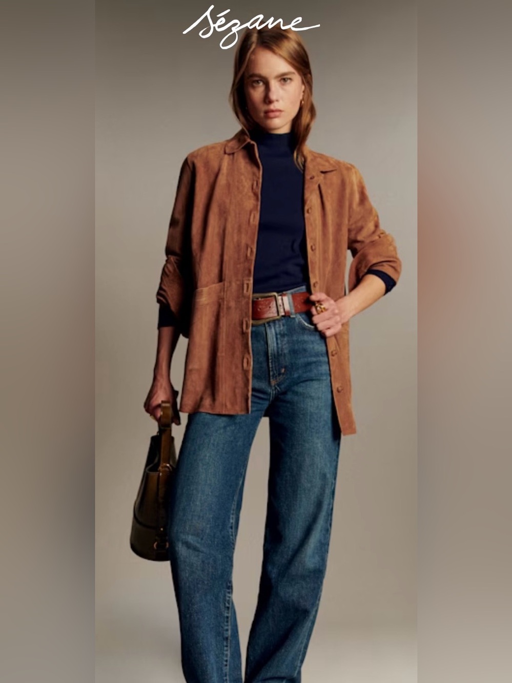 Sezane Will Jacket Camel Suede Fall Coat Size Small - Picture 2 of 7